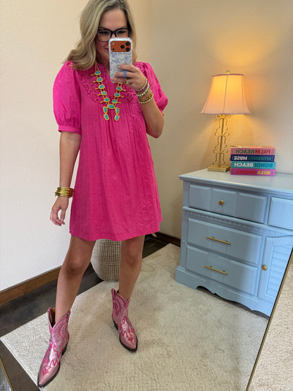 Hot Pink Peter Pan Collar Dress