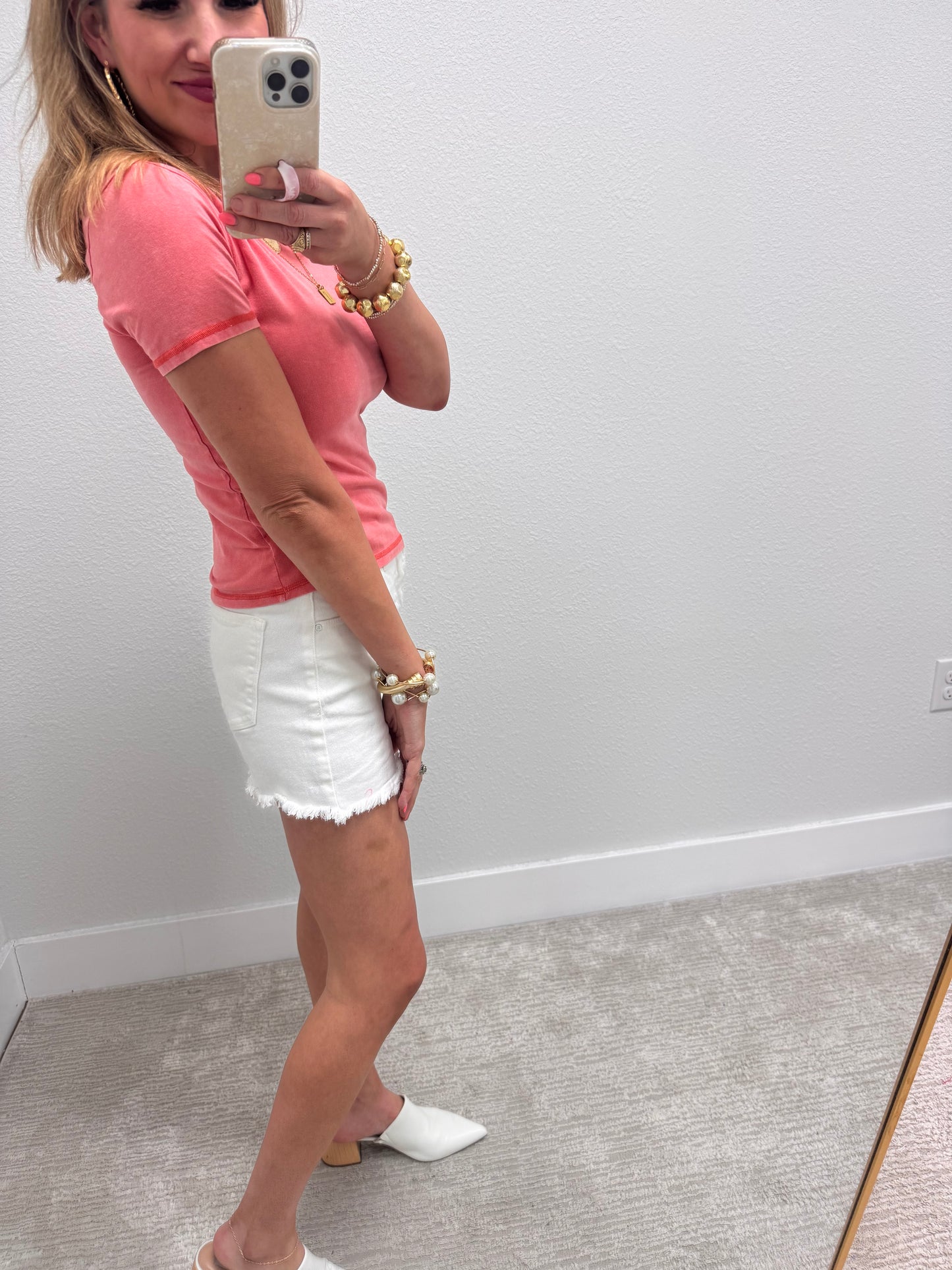 Coral Fitted Mineral Wash Cap Sleeve Top