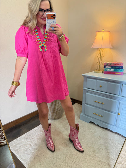 Hot Pink Peter Pan Collar Dress
