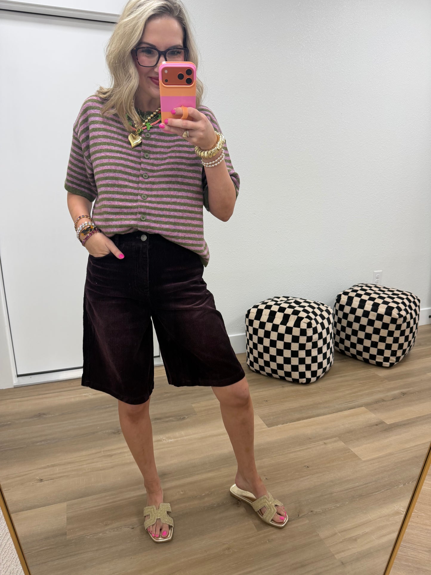 Plum Corded Shorts