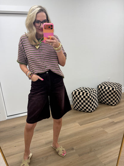 Plum Corded Shorts
