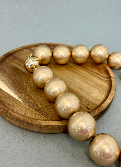 Soft Finish Large Gold Bead Magnetic Necklace- 2 Sizes