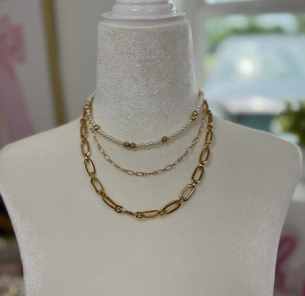 3 Strand Clasp Necklace (gold and silver)