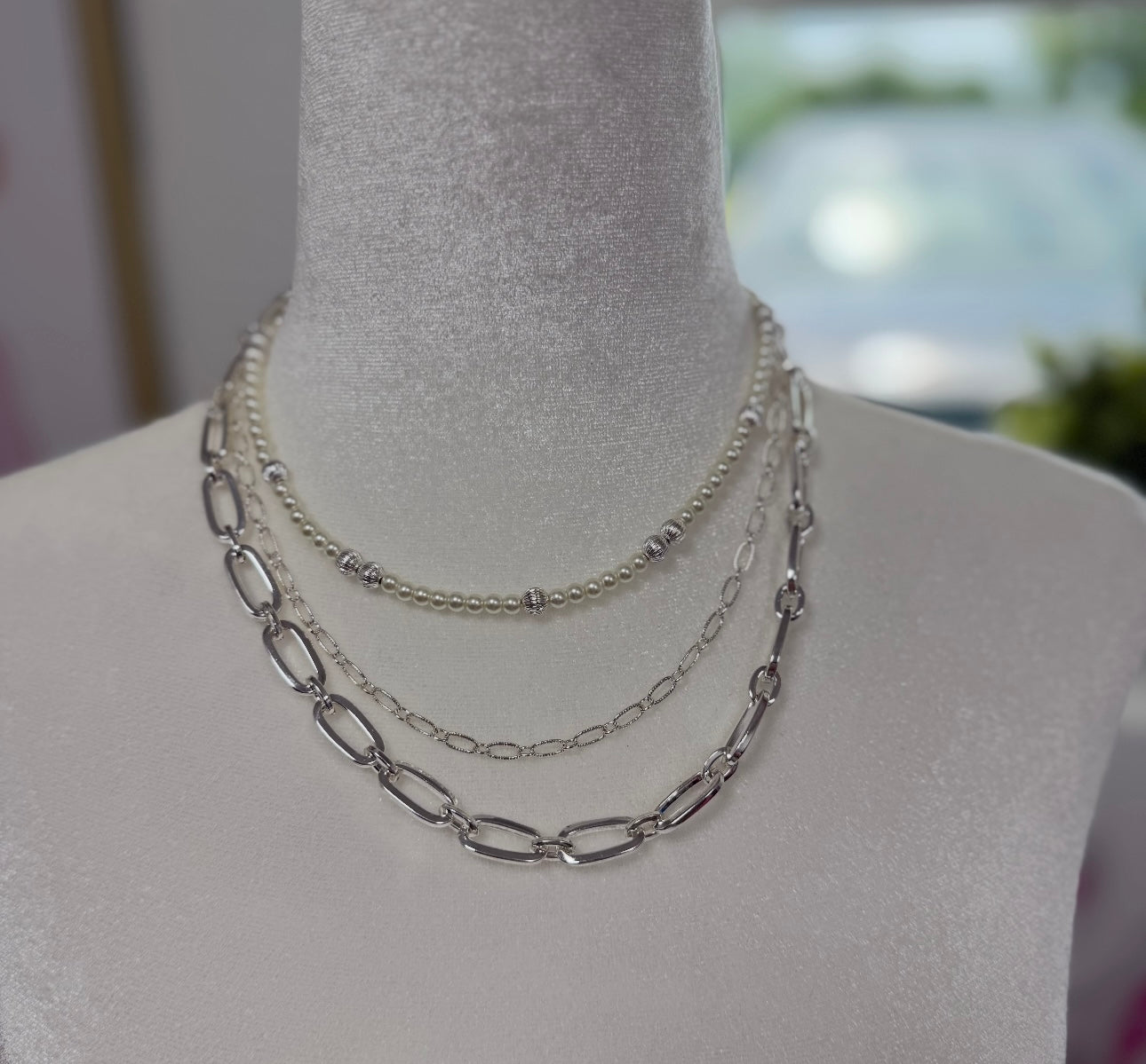 3 Strand Clasp Necklace (gold and silver)
