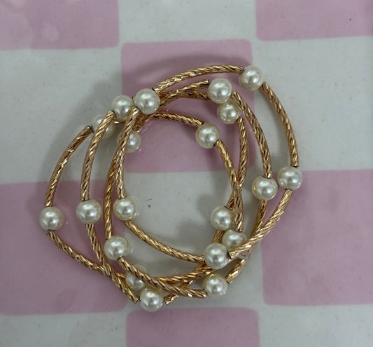IP35 Set of 4 Pearl Bracelet Set (silver and gold)