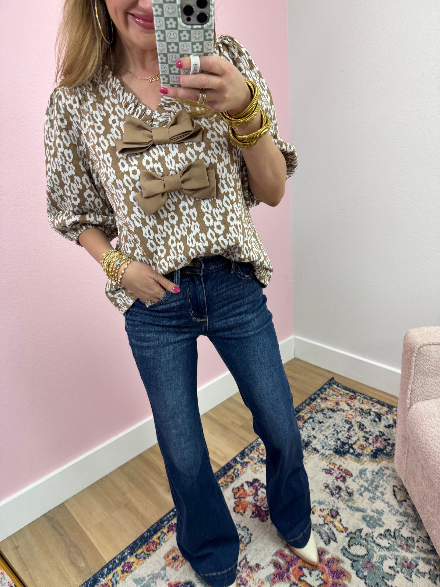 Leopard Print Bow Detail Top