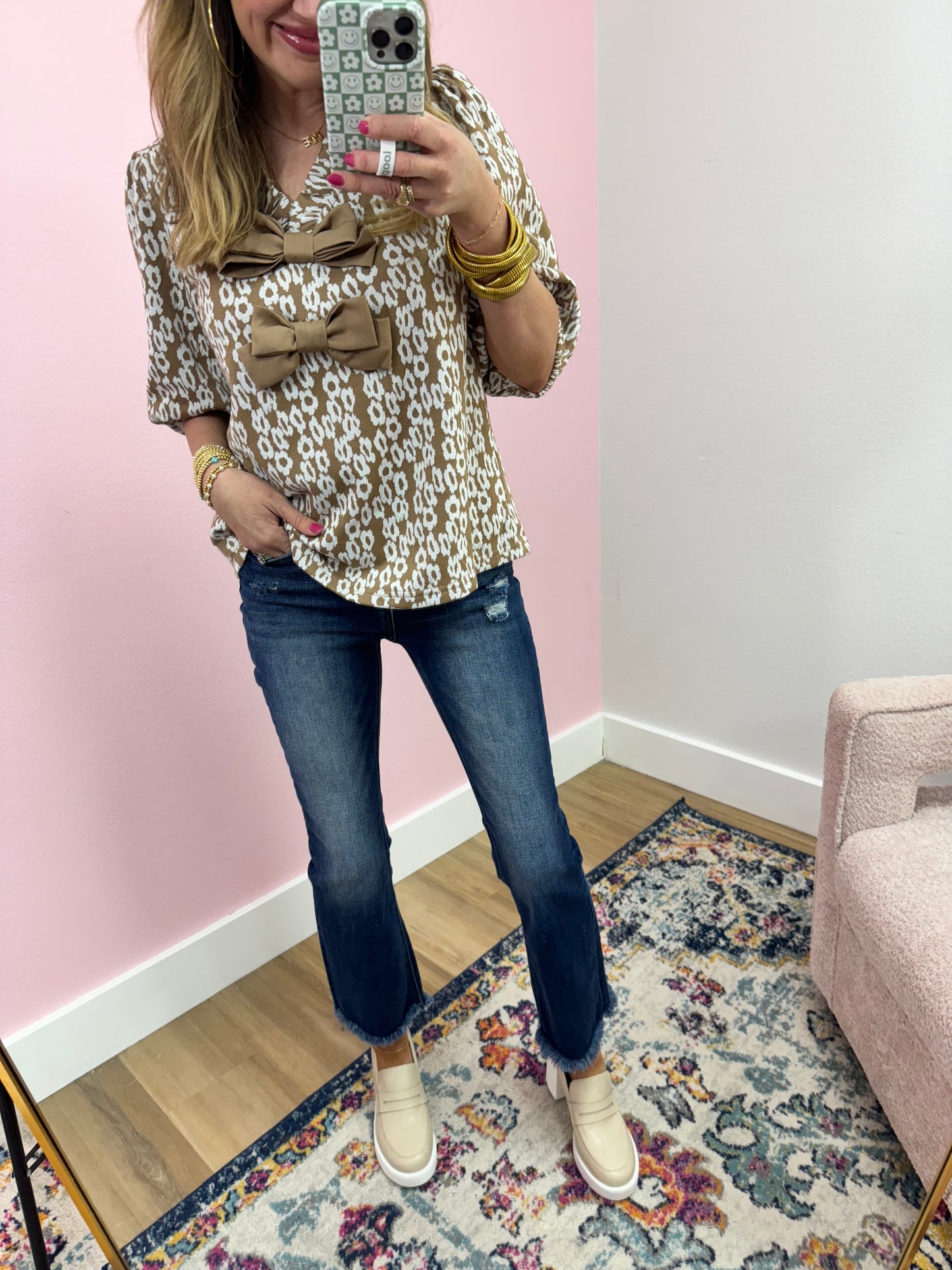 Leopard Print Bow Detail Top