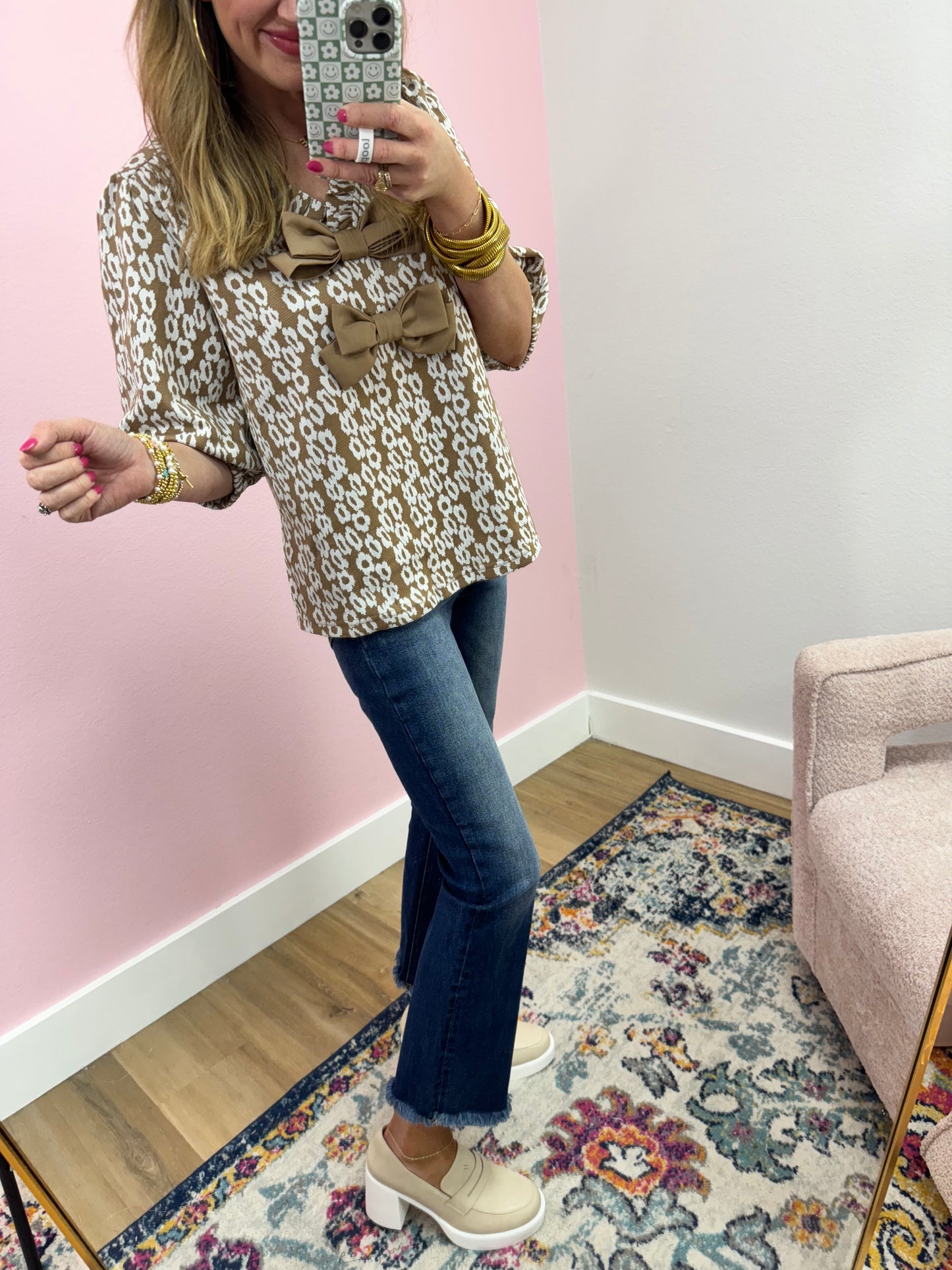 Leopard Print Bow Detail Top