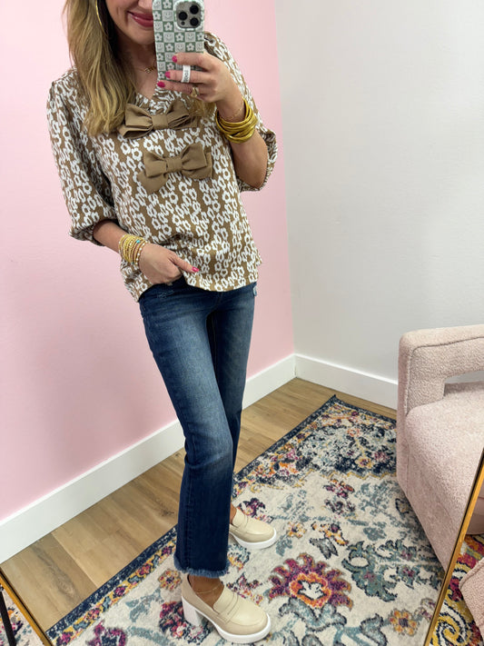 Leopard Print Bow Detail Top