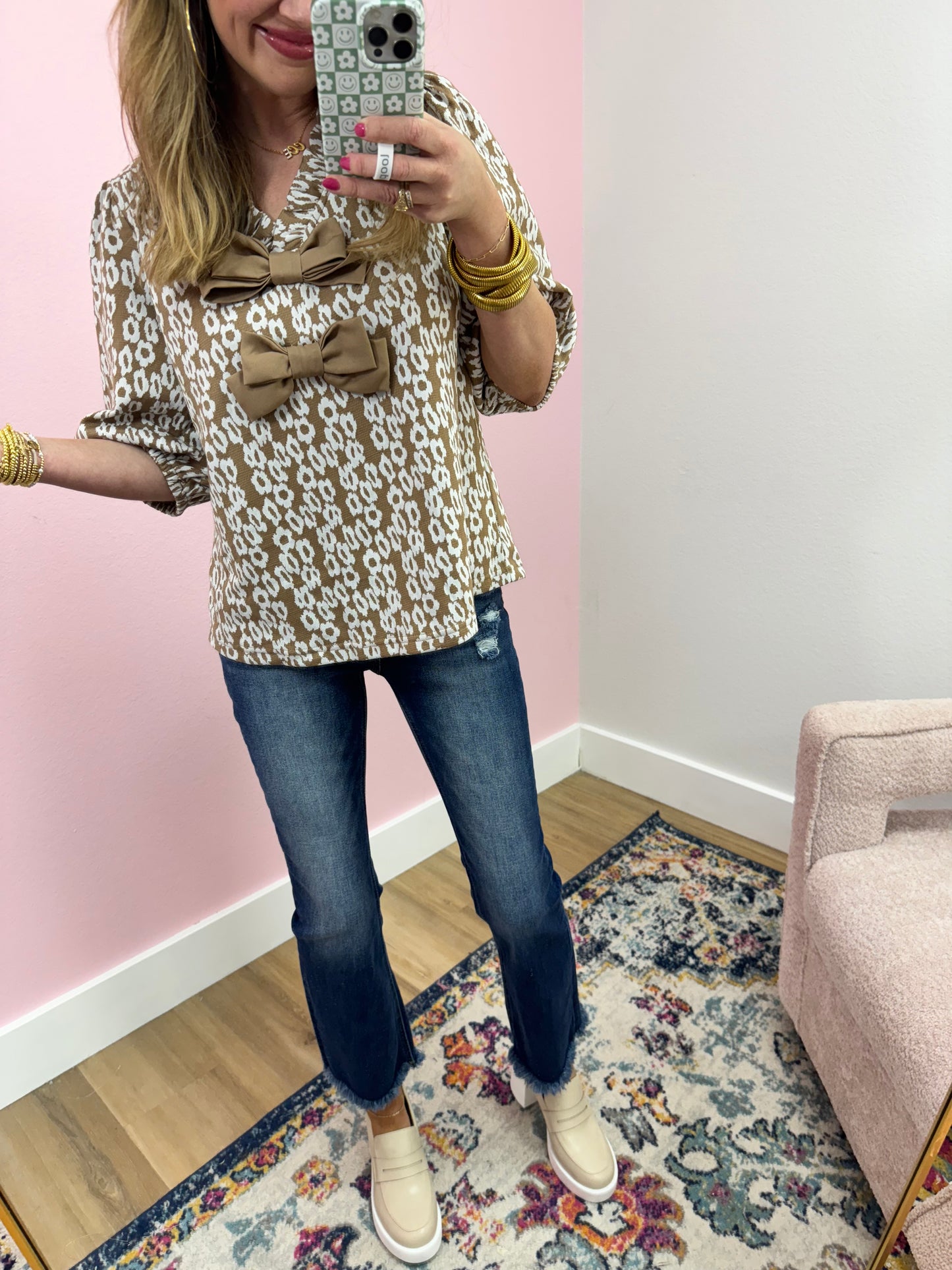Leopard Print Bow Detail Top