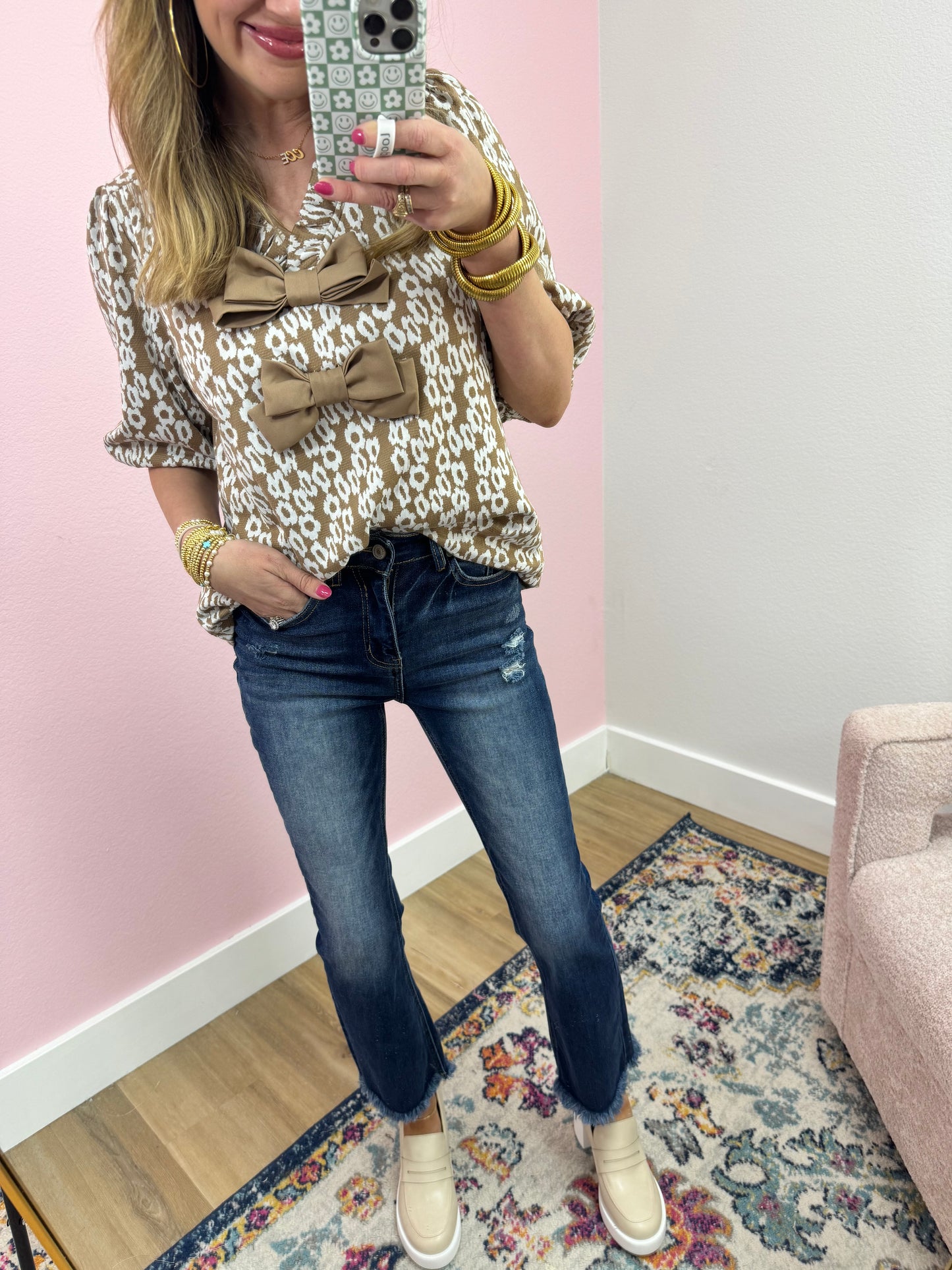 Leopard Print Bow Detail Top