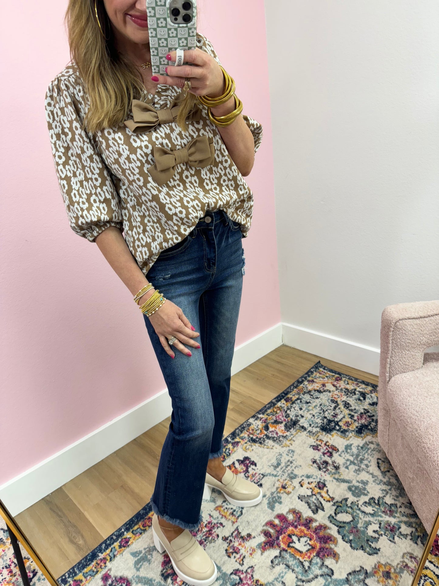 Leopard Print Bow Detail Top