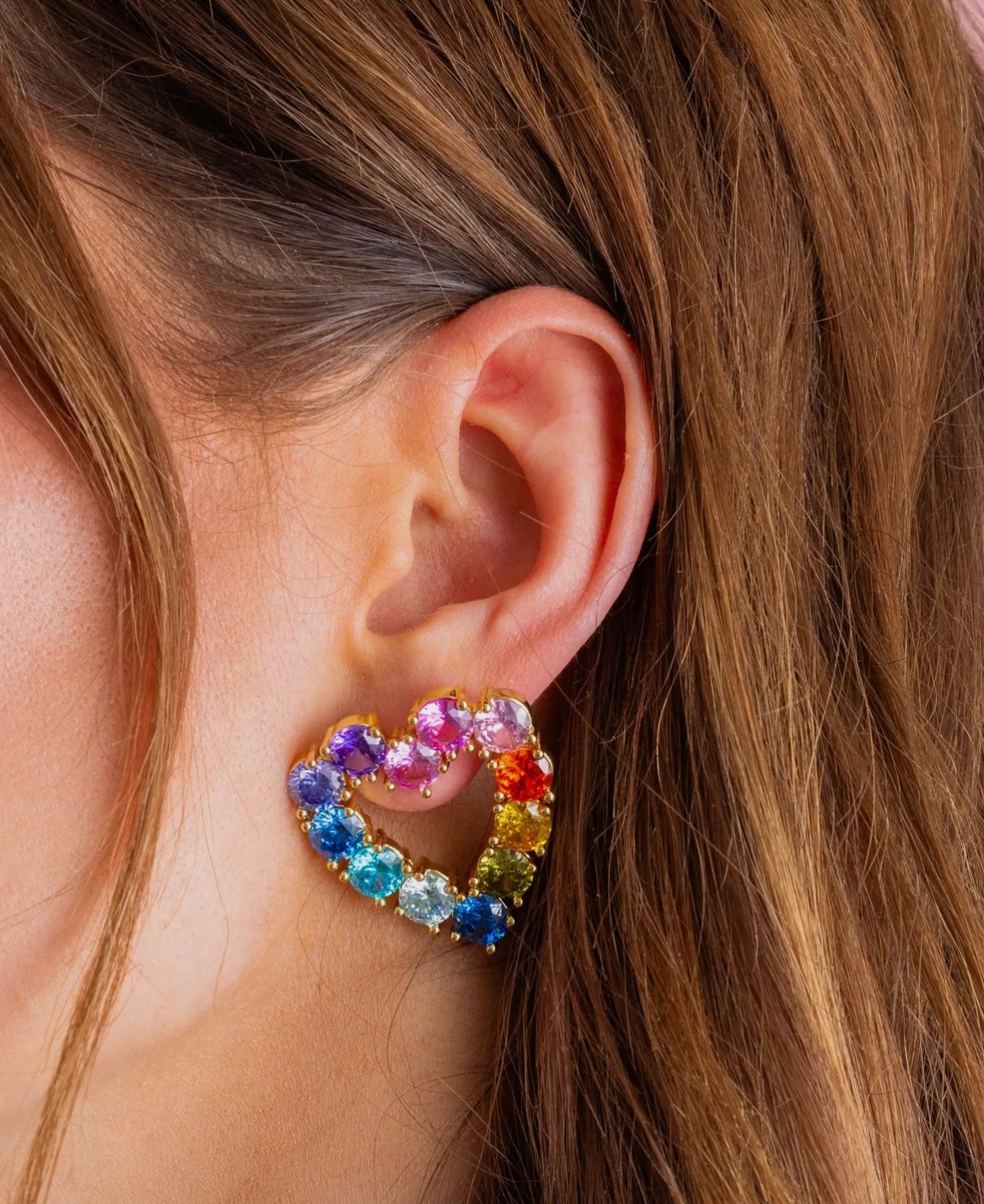 Colorful Crystal Heart Earrings