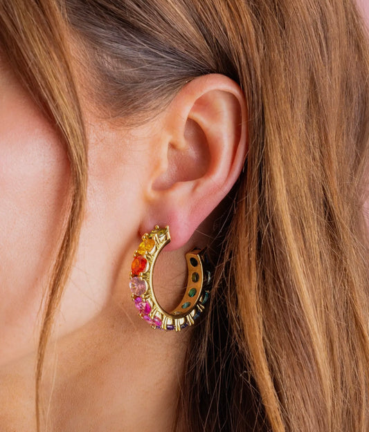 Colorful Crystal Hoop Earrings