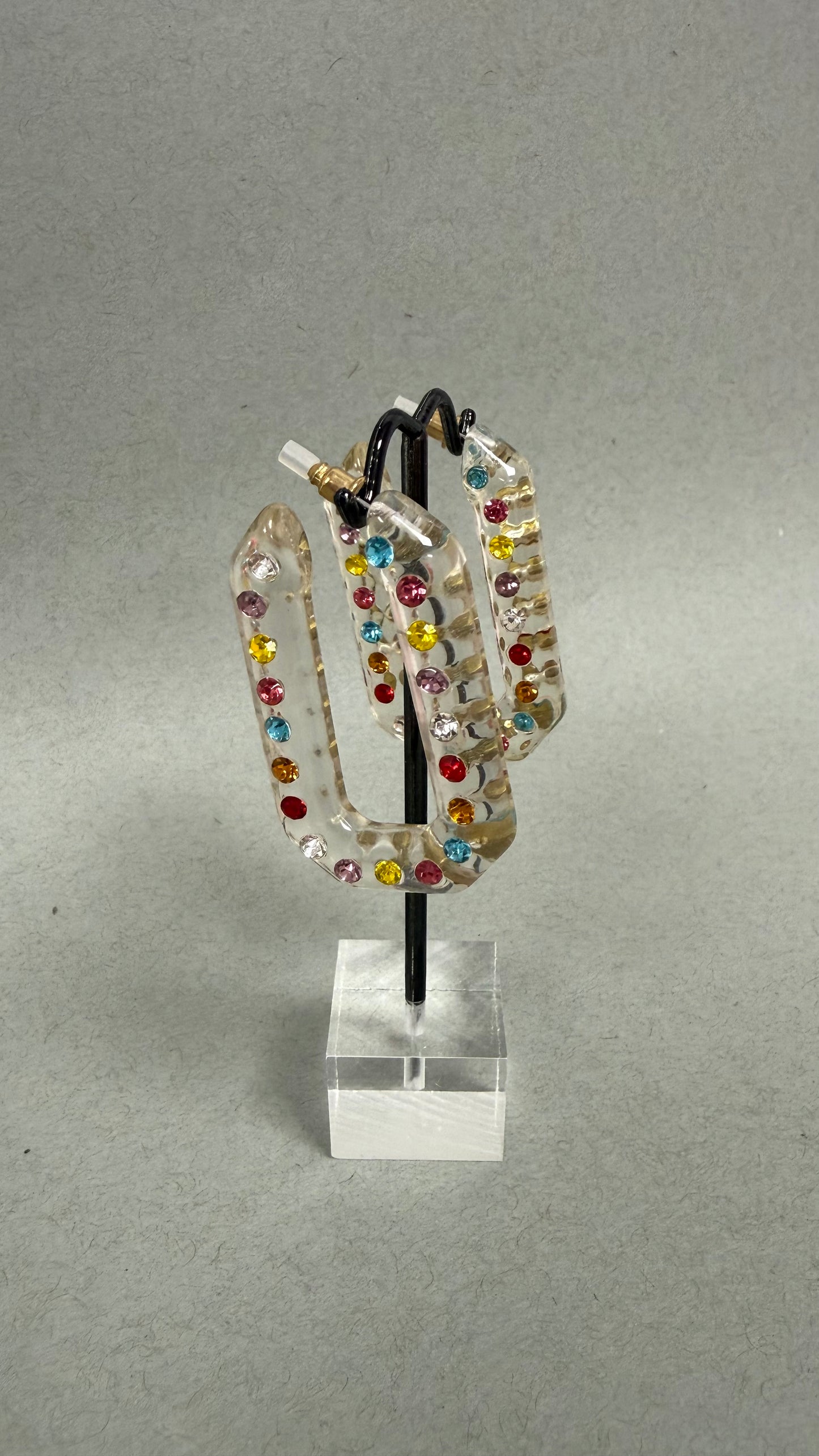 Colored Clear Crystal Earrings
