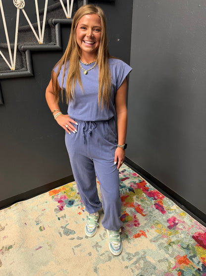 Dusty Indigo Sleeveless Jumpsuit