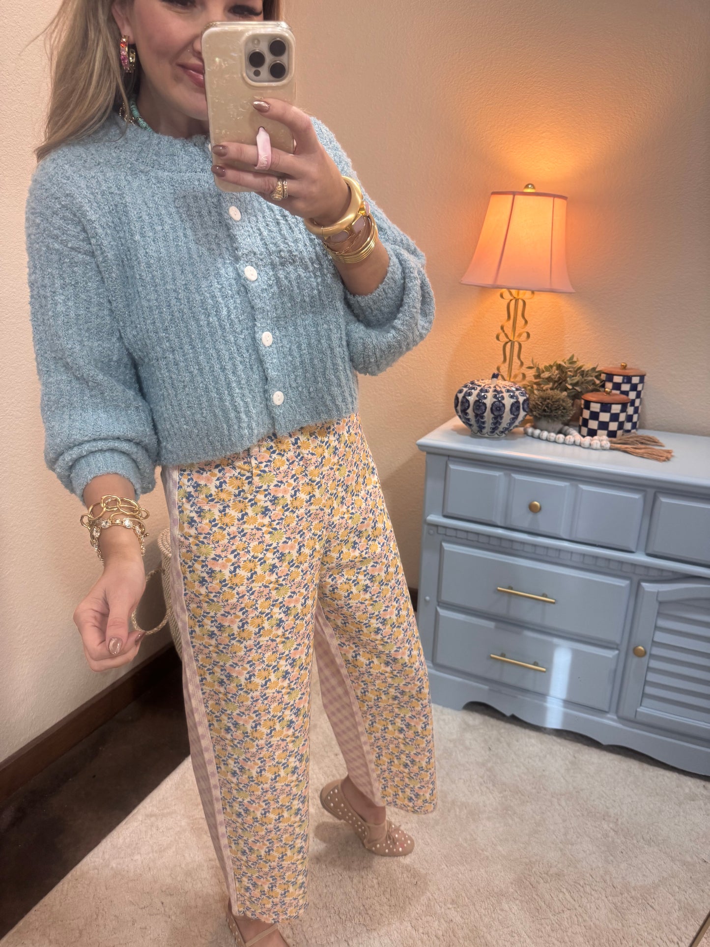 Sky Blue Fluffy Knit Button-up Cardigan Sweater