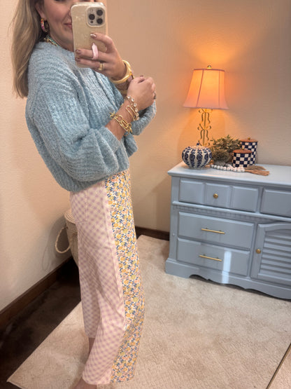 Sky Blue Fluffy Knit Button-up Cardigan Sweater