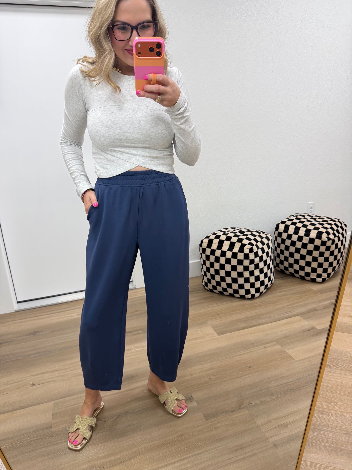 Navy Modal Scuba Flow Barrel Pants