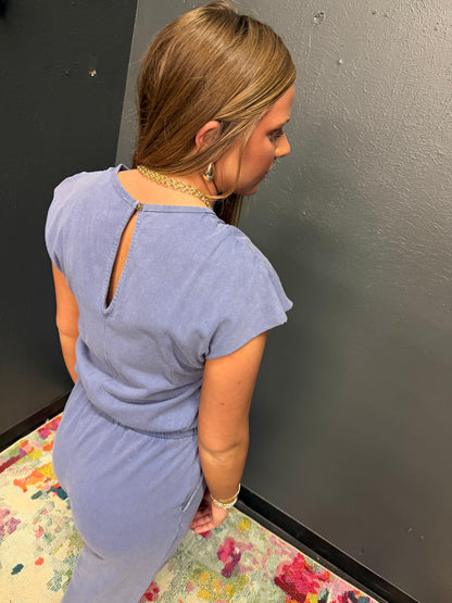 Dusty Indigo Sleeveless Jumpsuit