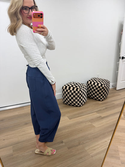 Navy Modal Scuba Flow Barrel Pants