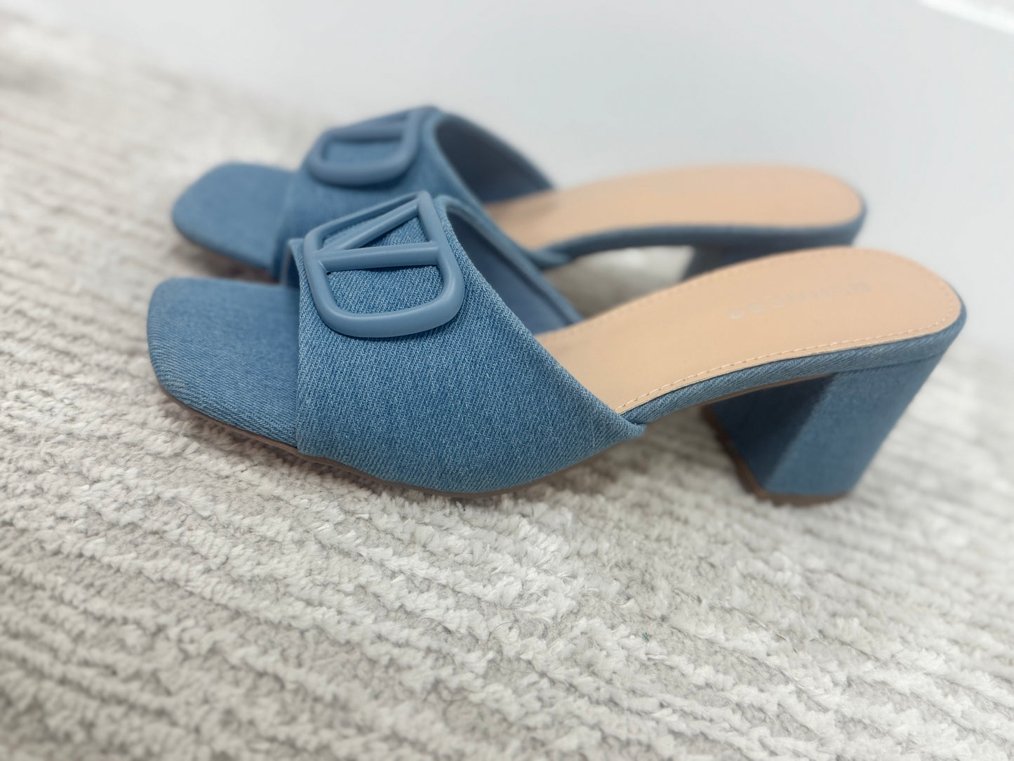 Denim V Block Heel