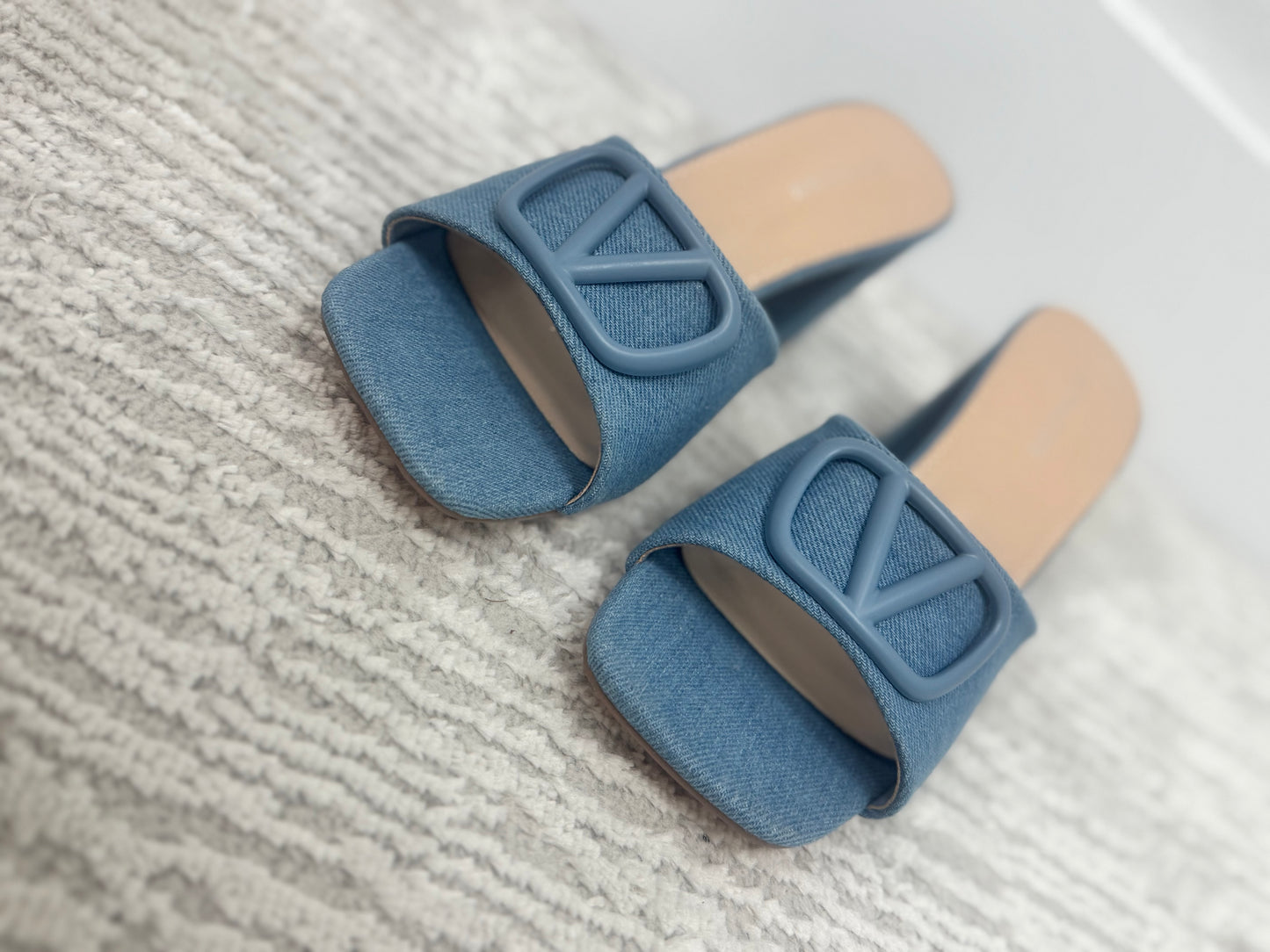 Denim V Block Heel