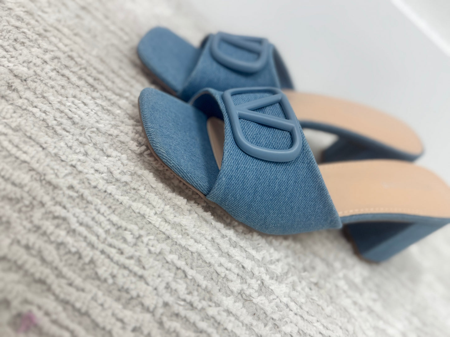 Denim V Block Heel