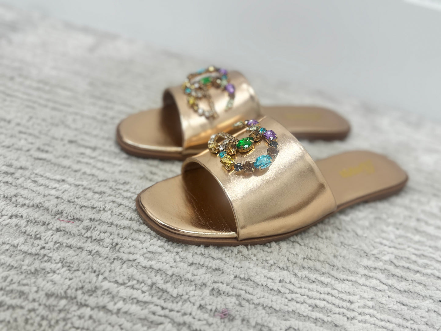 Gold and Colorful Crystal Sandal