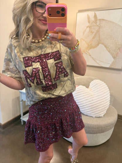 Queen of Sparkles Licensed Texas A&M Camo Tee