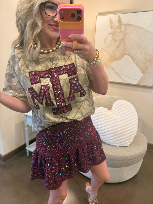 Queen of Sparkles Licensed Texas A&M Camo Tee