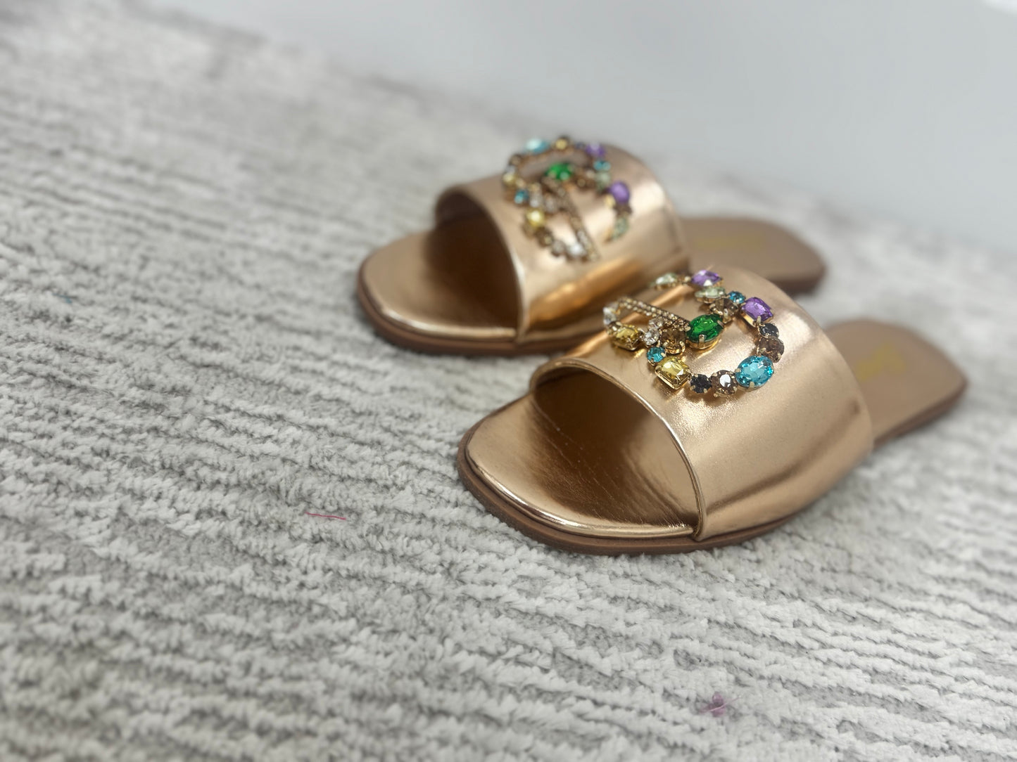 Gold and Colorful Crystal Sandal
