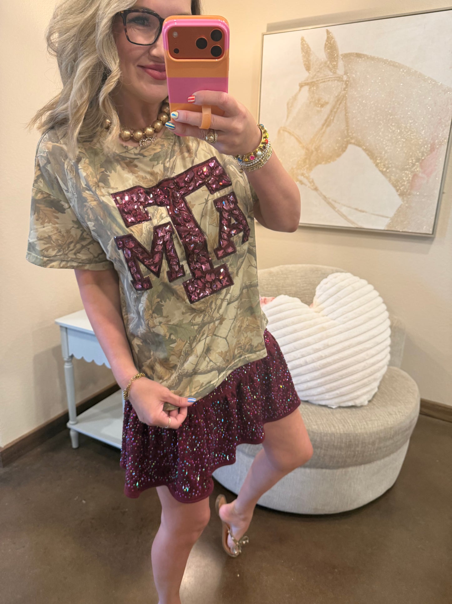 Queen of Sparkles Licensed Texas A&M Camo Tee