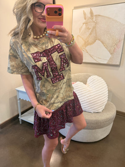 Queen of Sparkles Licensed Texas A&M Camo Tee