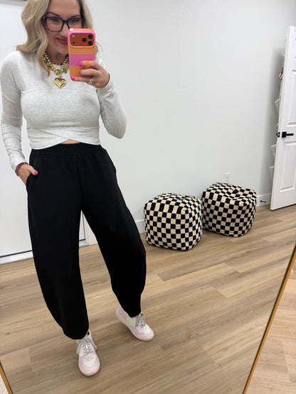 Gray Cotton Lycra Crossover Long Sleeve Set