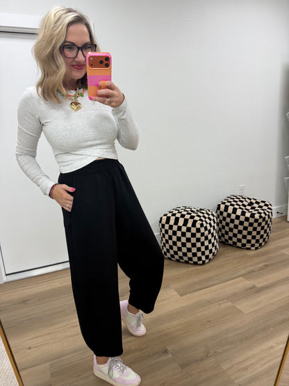 Black Modal Scuba Flow Barrel Pants