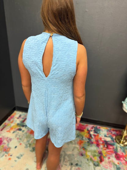 Peri Blue French Terry Flower Romper