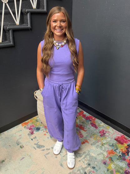 Lavender Two Piece Bubble Pant Set