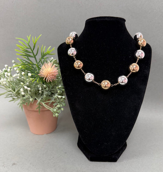 Silver and Gold Magnetic Ball Necklace