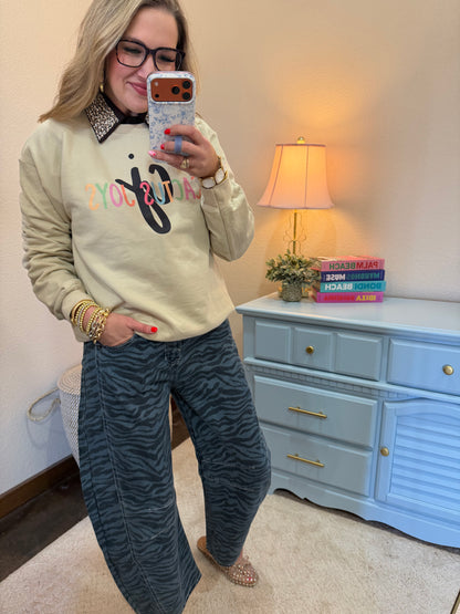 Brown Rhinestone Collar Button Down Shirt