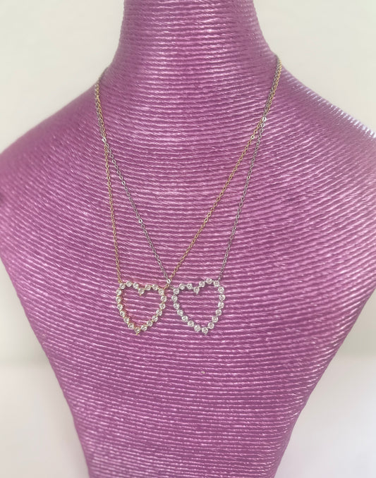 Crystal Heart Necklace (Silver & Gold)