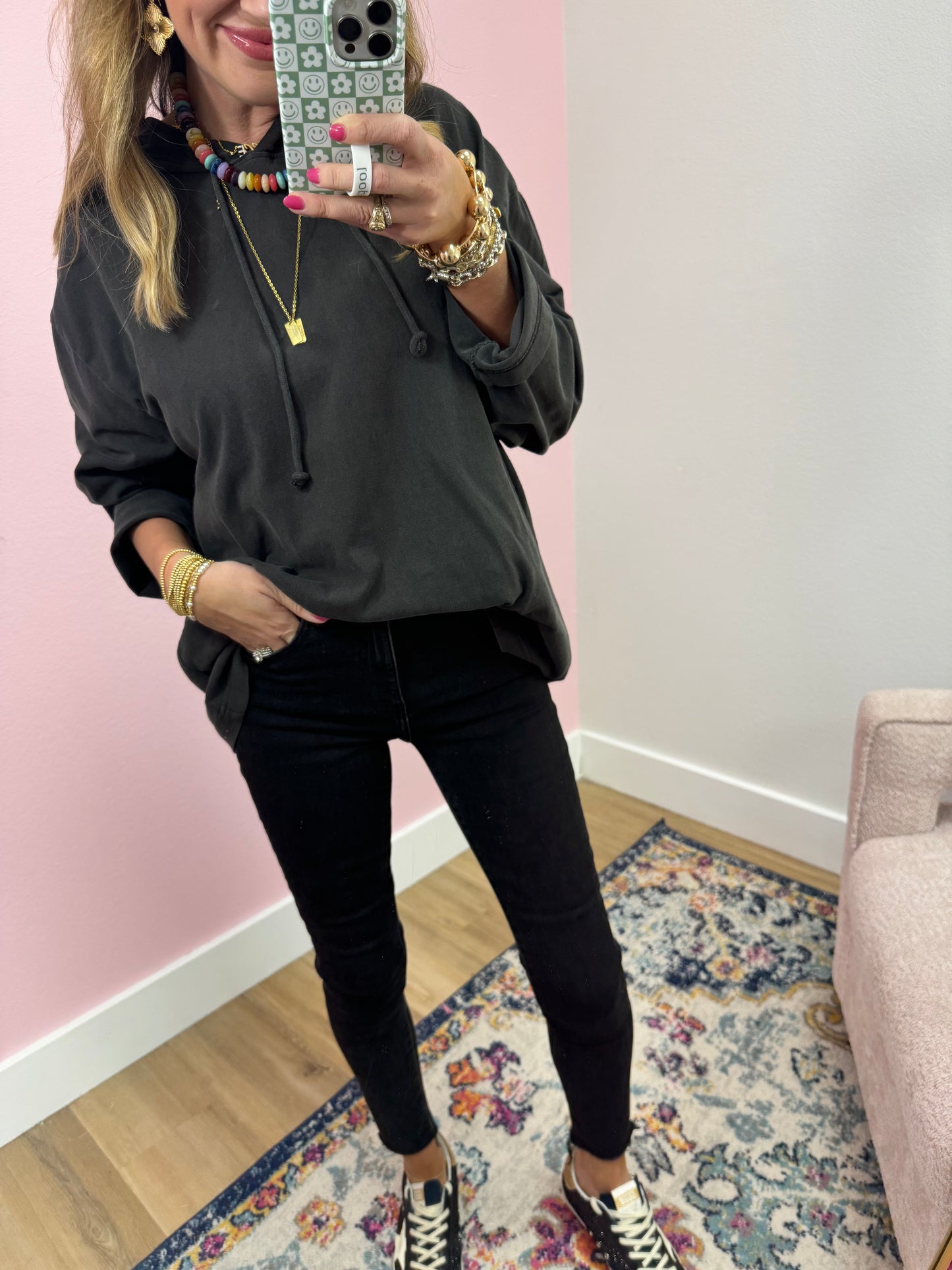 Black Hooded Oversized Long Sleeve