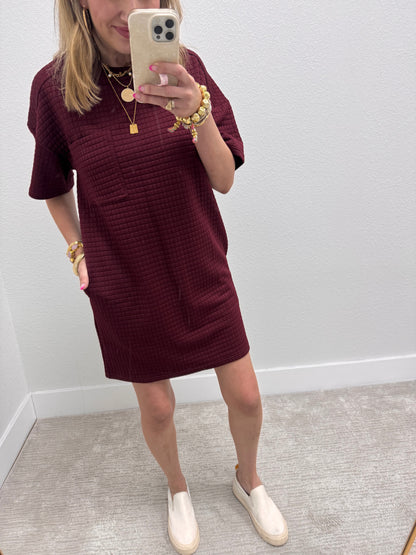 Wine Quilted Dress