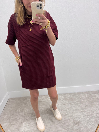 Wine Quilted Dress