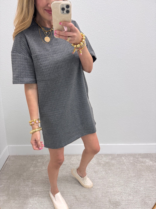Tuesday Charcoal Quilted Dress