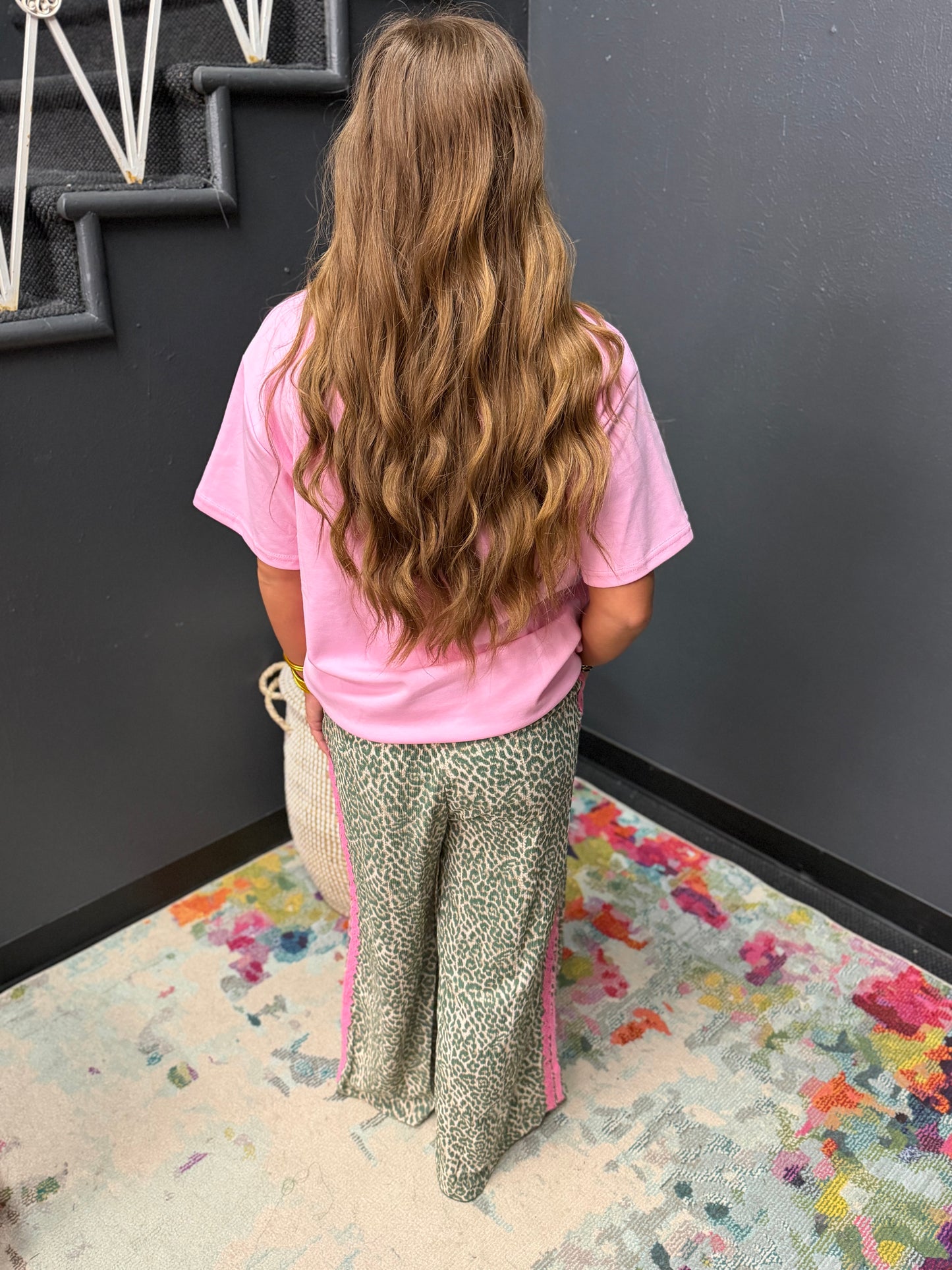 Green Leopard Lace & Sporty Ribbon Striped Pants