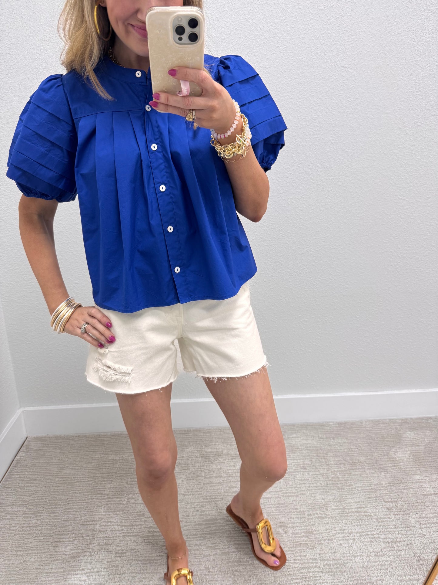 Royal Blue Puff Sleeve Top