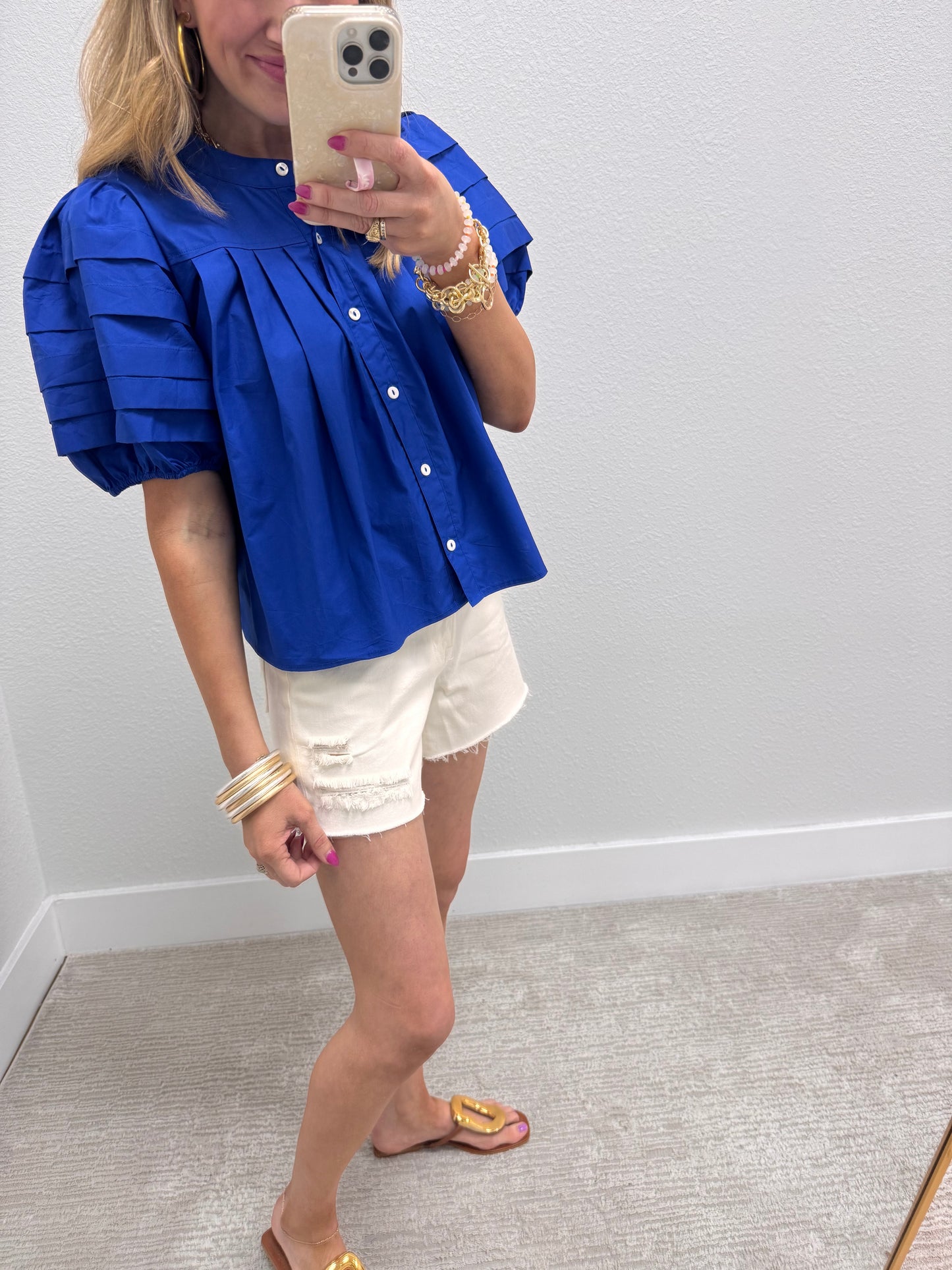 Royal Blue Puff Sleeve Top