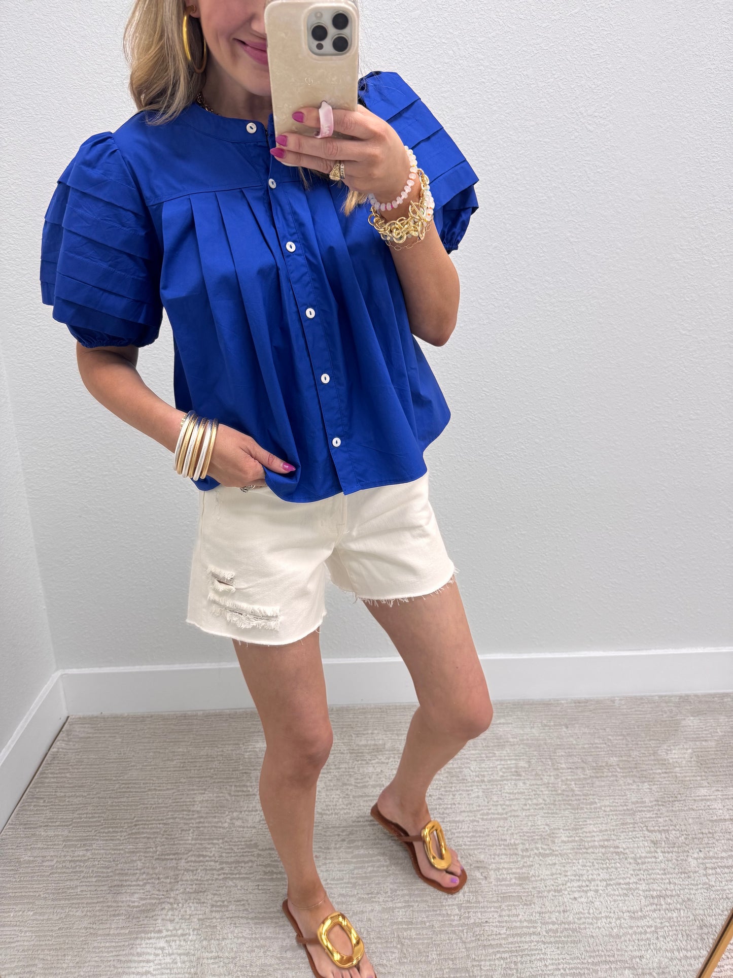 Royal Blue Puff Sleeve Top