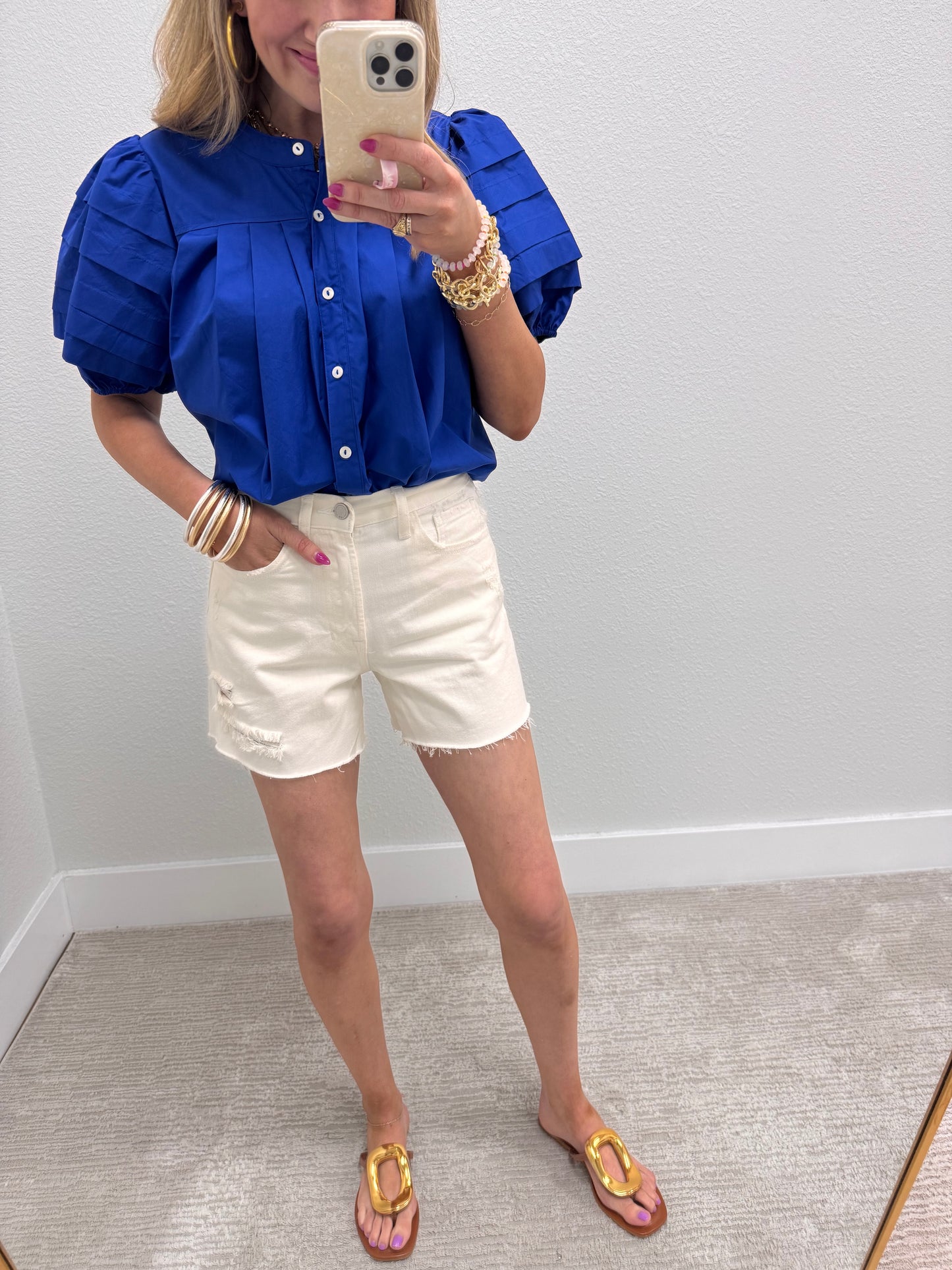 Royal Blue Puff Sleeve Top